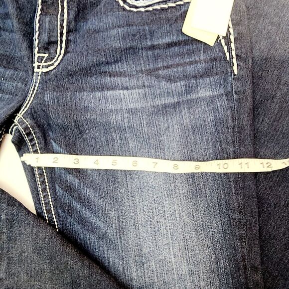 Miss Me Jeans Womens Sz 34x32 Chloe Bootcut Dark Wash Embroidered Bling Mid Rise - Picture 6 of 12